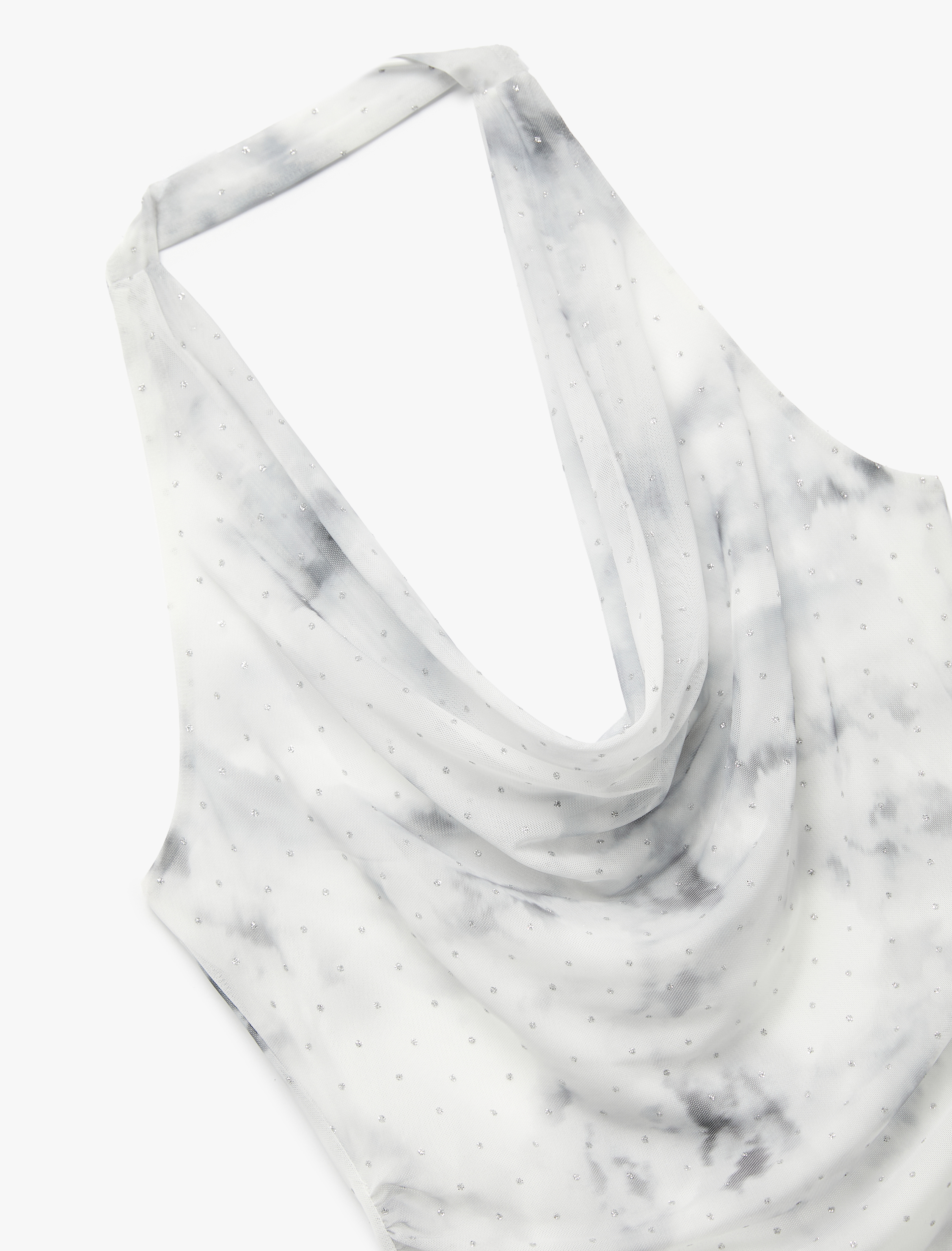   Koton X Zeynep Bastık - Slim Fit Desenli Sırt Dekolteli Degaje Yaka Taşlı Mini Elbise