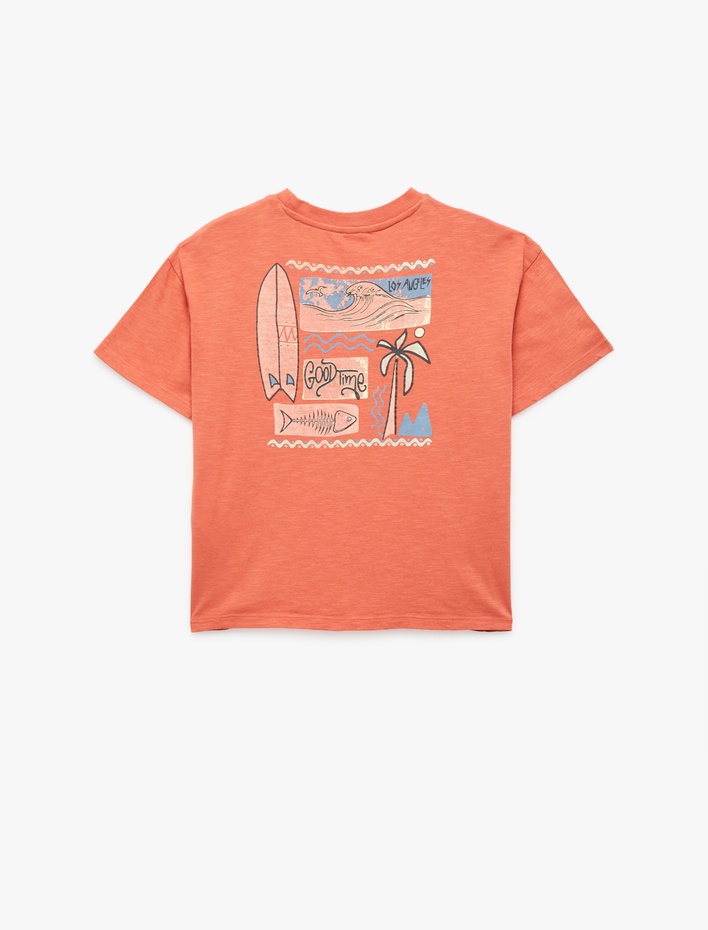 Erkek Çocuk Pamuklu Kısa Kollu Bisiklet Yaka Baskılı Tişört