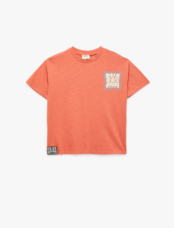 Erkek Çocuk Pamuklu Kısa Kollu Bisiklet Yaka Baskılı Tişört