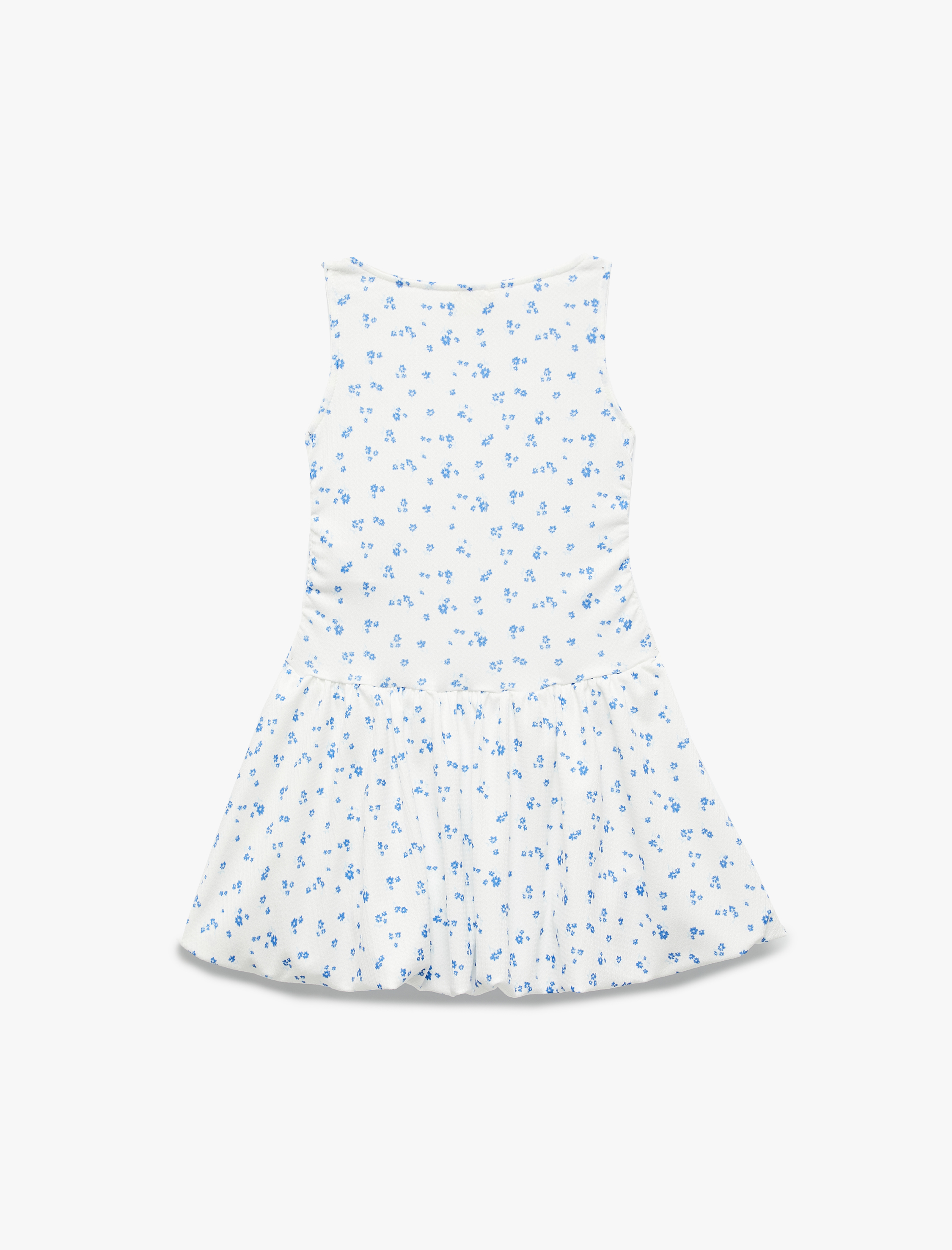  Kız Çocuk Kolsuz Bisiklet Yaka Çiçekli Elbise