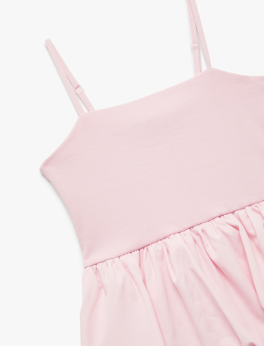  Kız Çocuk Ribanalı İnce Askılı Kolsuz Pamuklu Crop Bluz