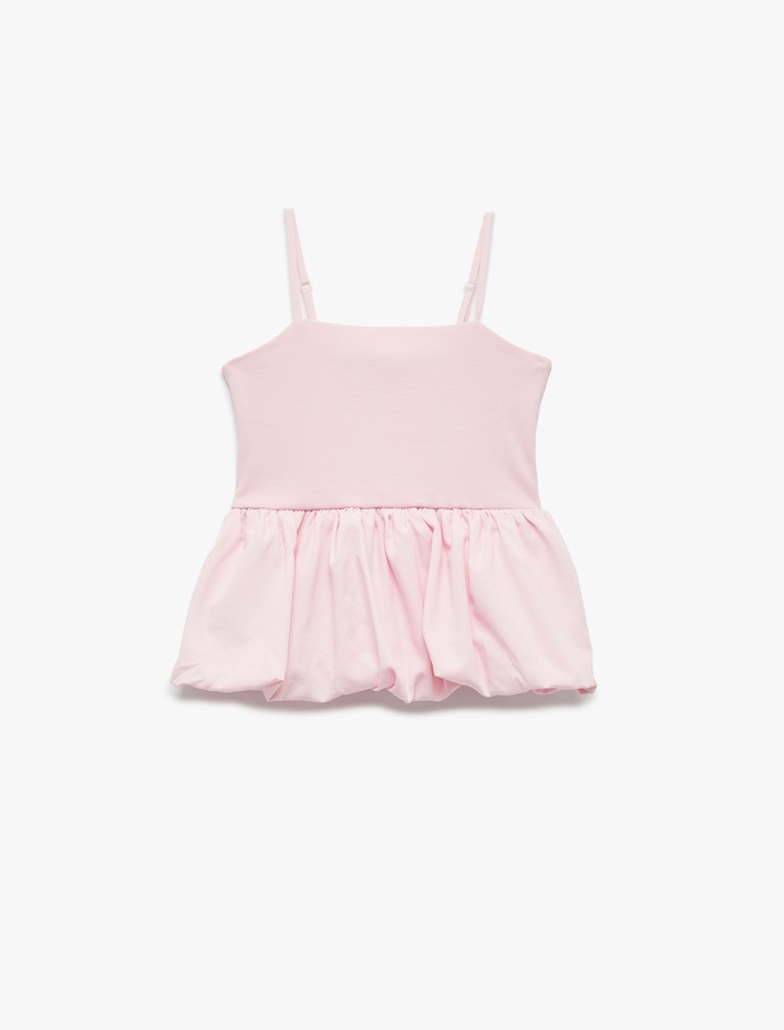 Kız Çocuk Ribanalı İnce Askılı Kolsuz Pamuklu Crop Bluz