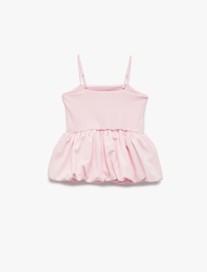 Kız Çocuk Ribanalı İnce Askılı Kolsuz Pamuklu Crop Bluz