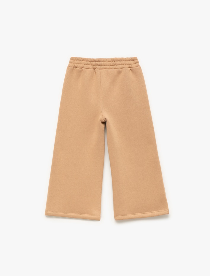 Kız Bebek Beli Lastikli Geniş Paça Şardonlu Eşofman Altı