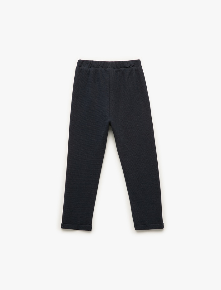 Erkek Bebek Pamuklu Dokulu Beli Bağlamalı Basic Eşofman Altı