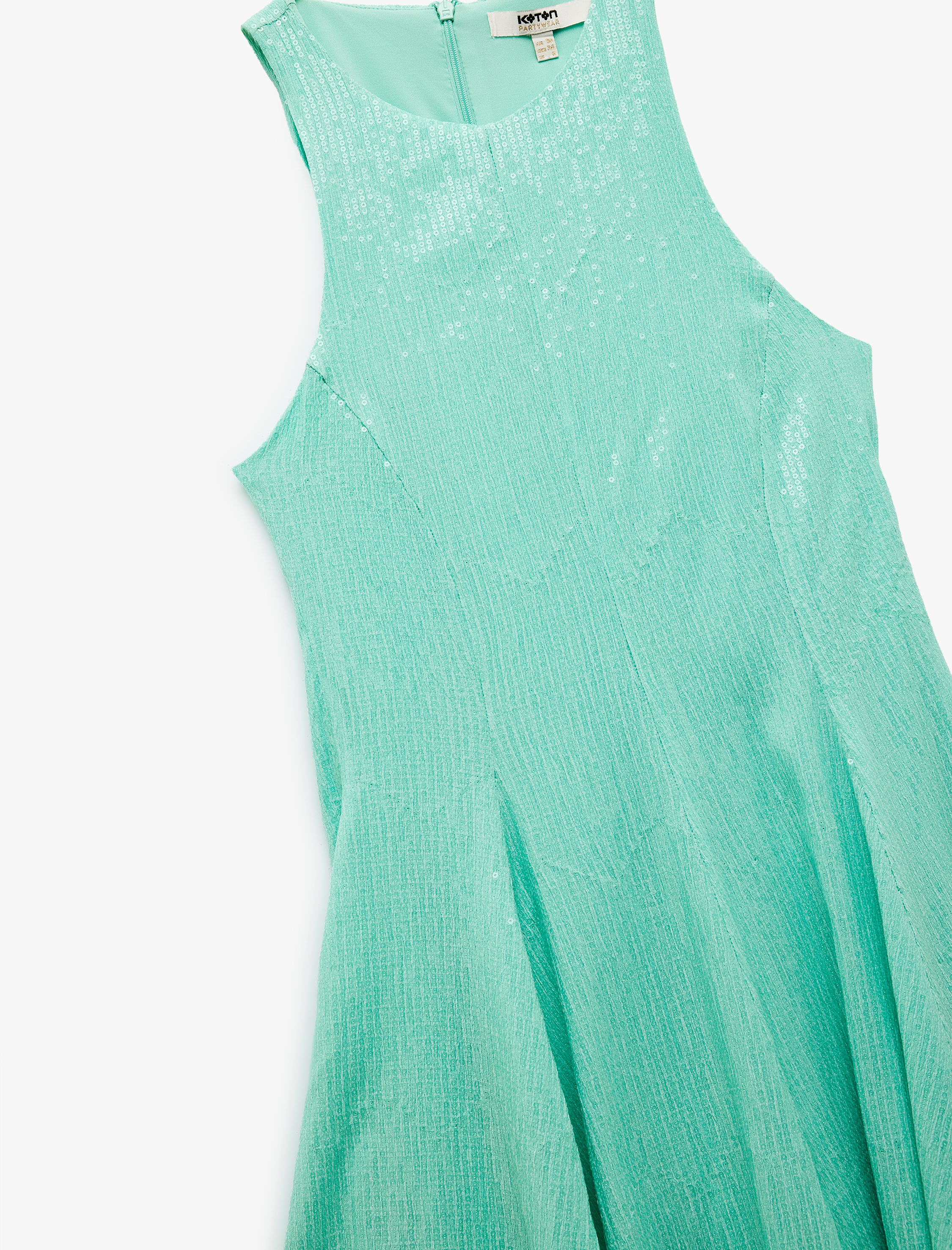   Slim Fit Astarlı Kolsuz Pullu Payetli Halter Yaka Mini Elbise