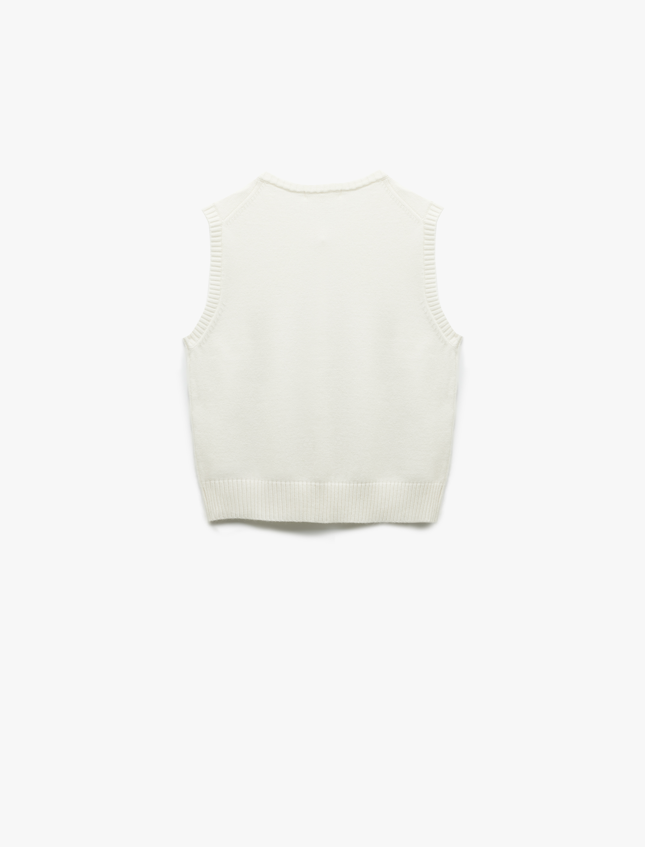   Kolsuz Bisiklet Yaka Düğmeli Triko Yelek