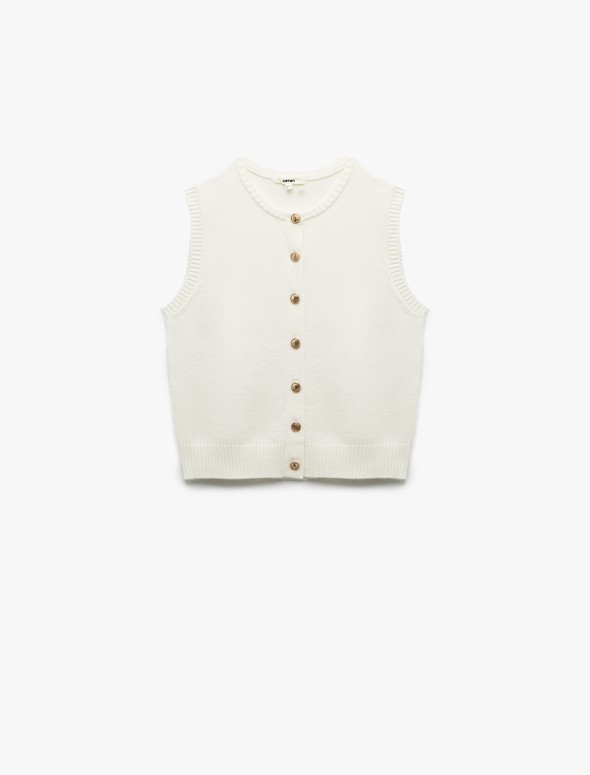   Kolsuz Bisiklet Yaka Düğmeli Triko Yelek