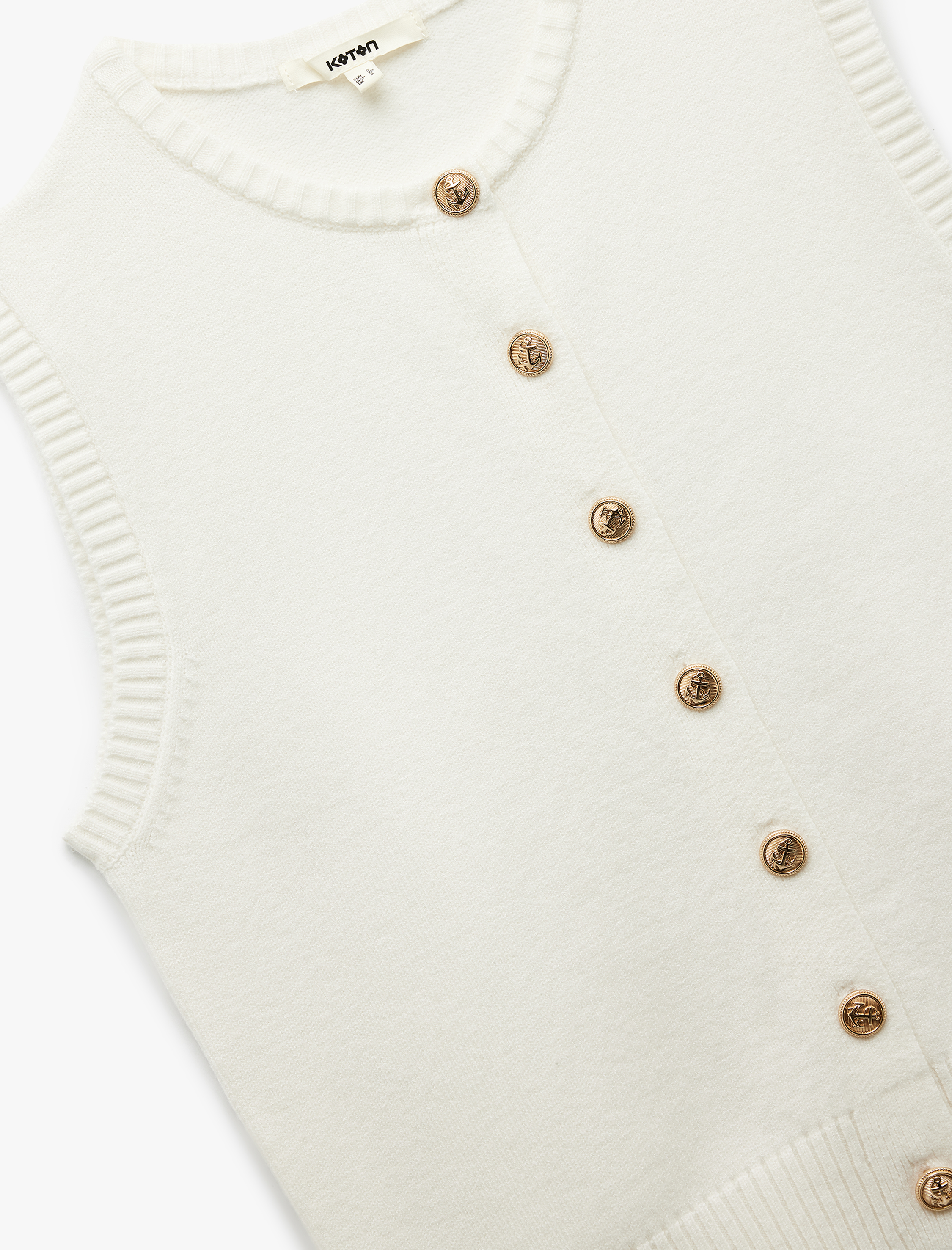   Kolsuz Bisiklet Yaka Düğmeli Triko Yelek