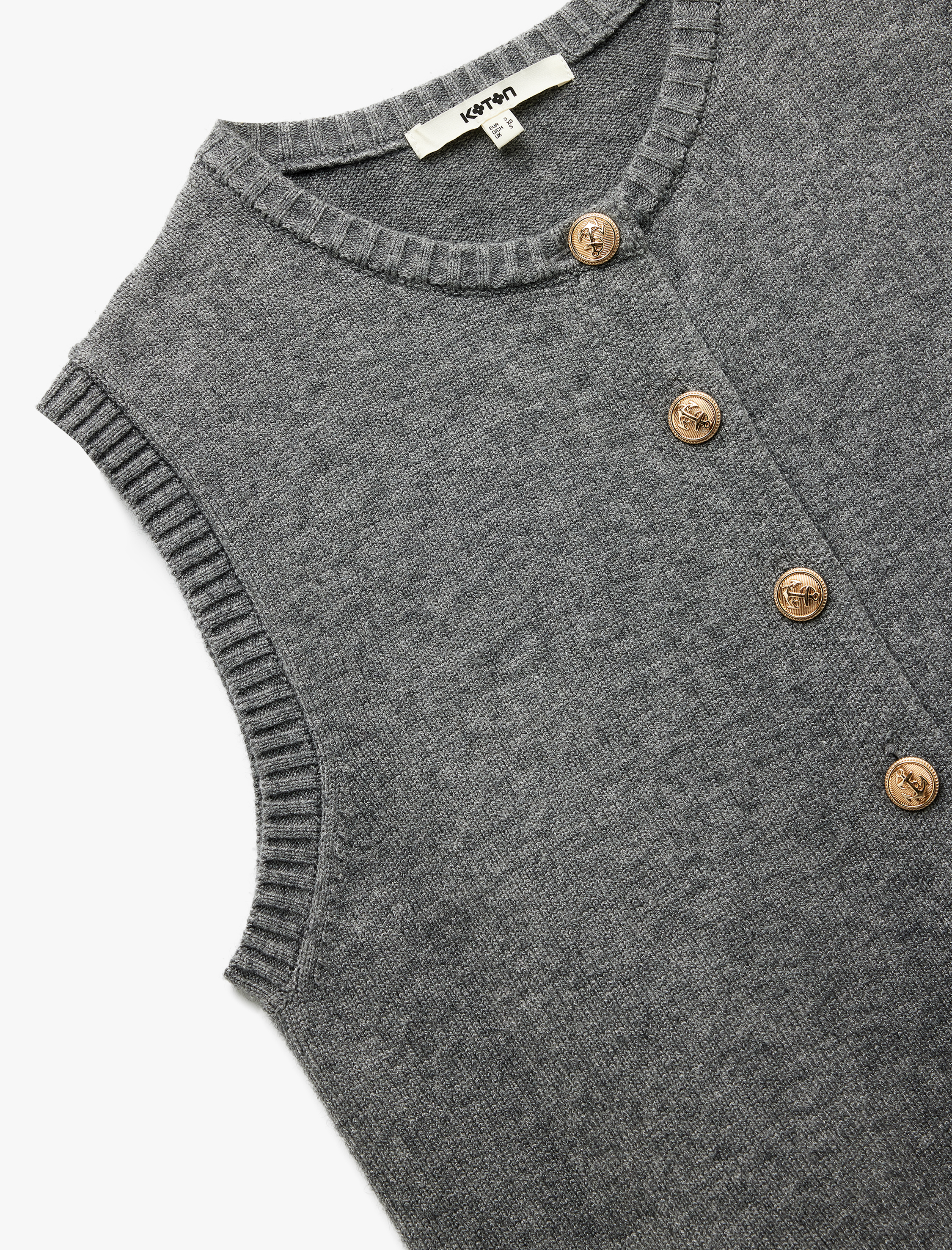   Kolsuz Bisiklet Yaka Düğmeli Triko Yelek