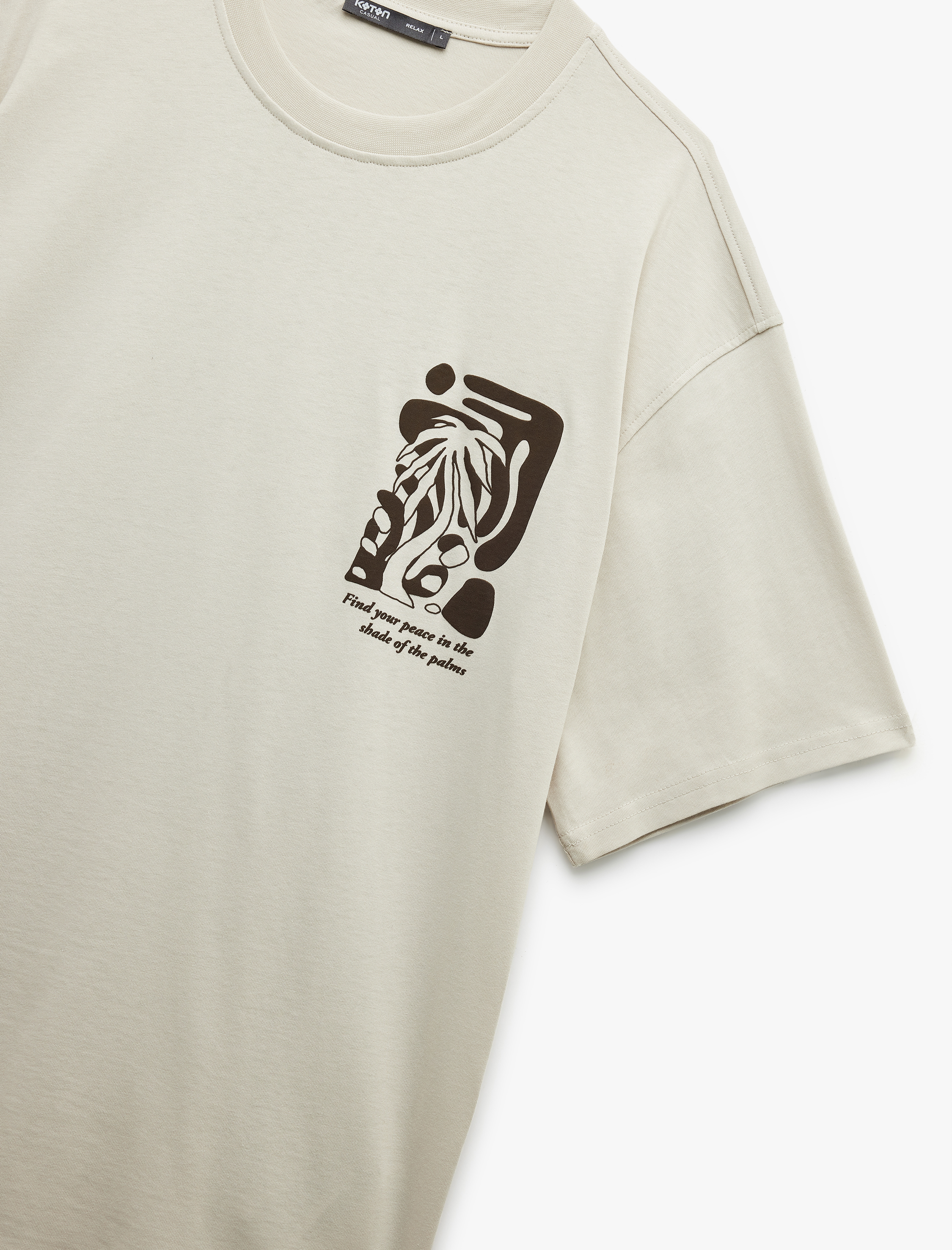   Kısa Kollu Bisiklet Yaka Pamuklu Oversize Arkası Baskılı Tişört