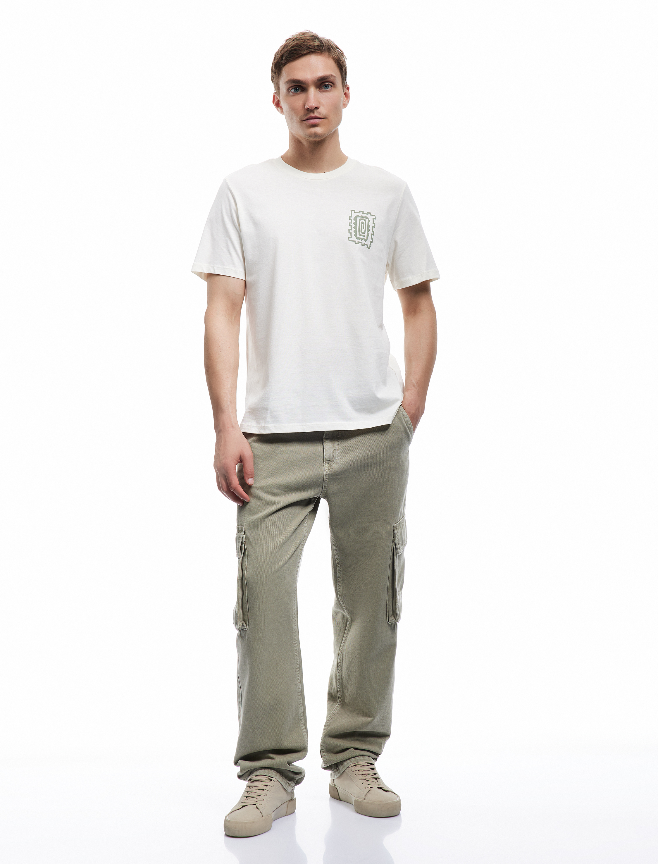   Regular Fit Kısa Kollu Bisiklet Yaka Pamuklu Baskılı Tişört