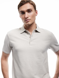 Kısa Kollu Pamuklu Regular Fit Dokulu Polo Yaka Tişört