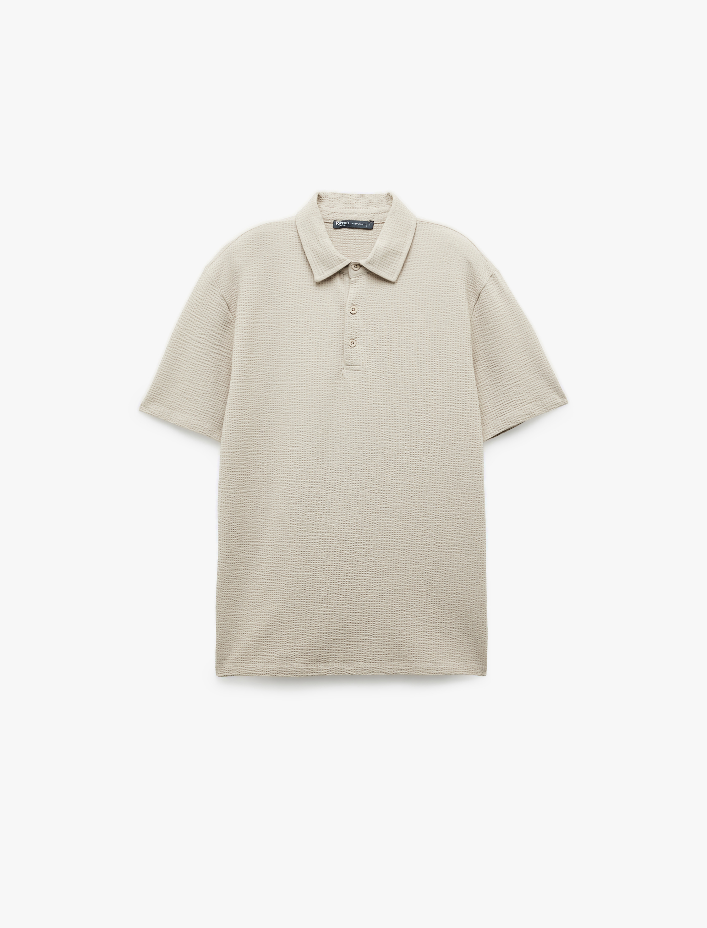 Kısa Kollu Pamuklu Regular Fit Dokulu Polo Yaka Tişört