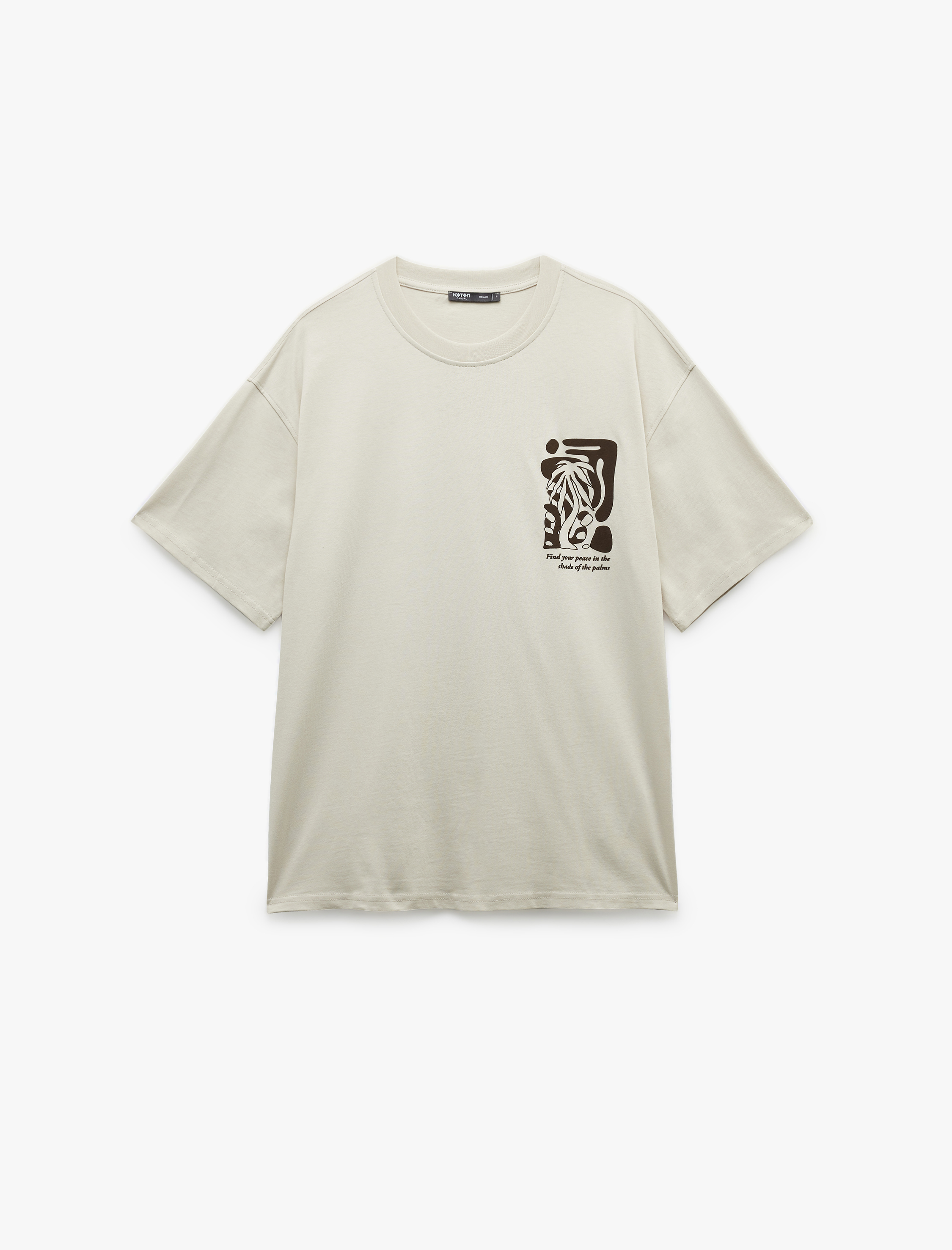   Kısa Kollu Bisiklet Yaka Pamuklu Oversize Arkası Baskılı Tişört