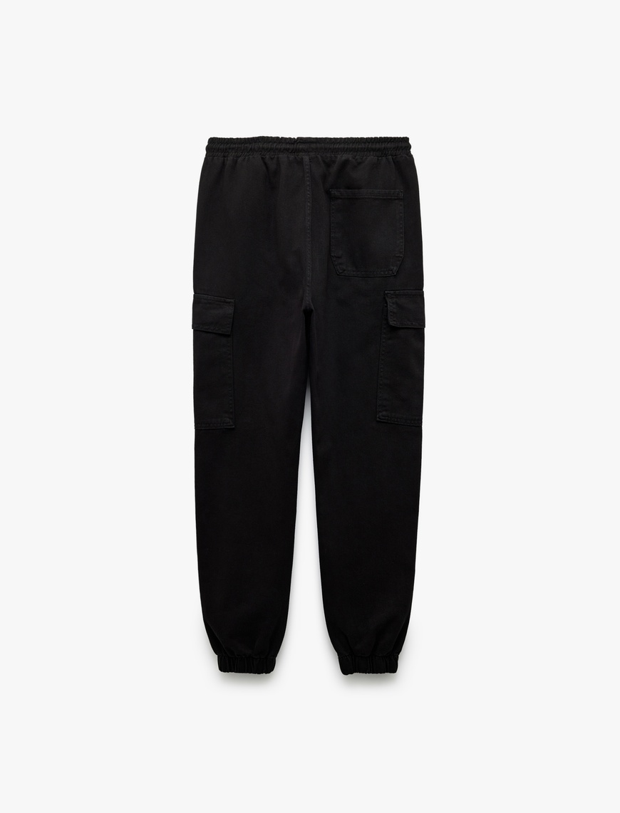   Beli Bağcıklı Kargo Cep Detaylı Pamuklu Gabardin Jogger Pantolon