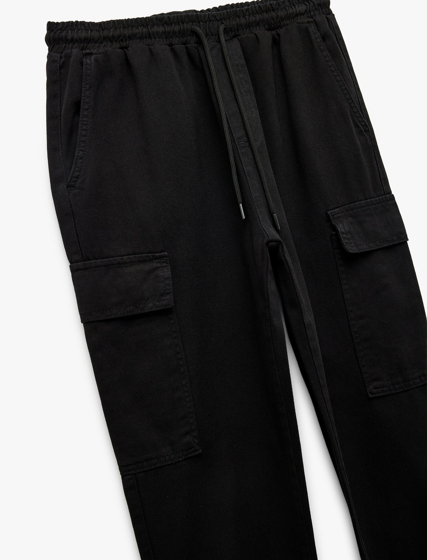  Beli Bağcıklı Kargo Cep Detaylı Pamuklu Gabardin Jogger Pantolon