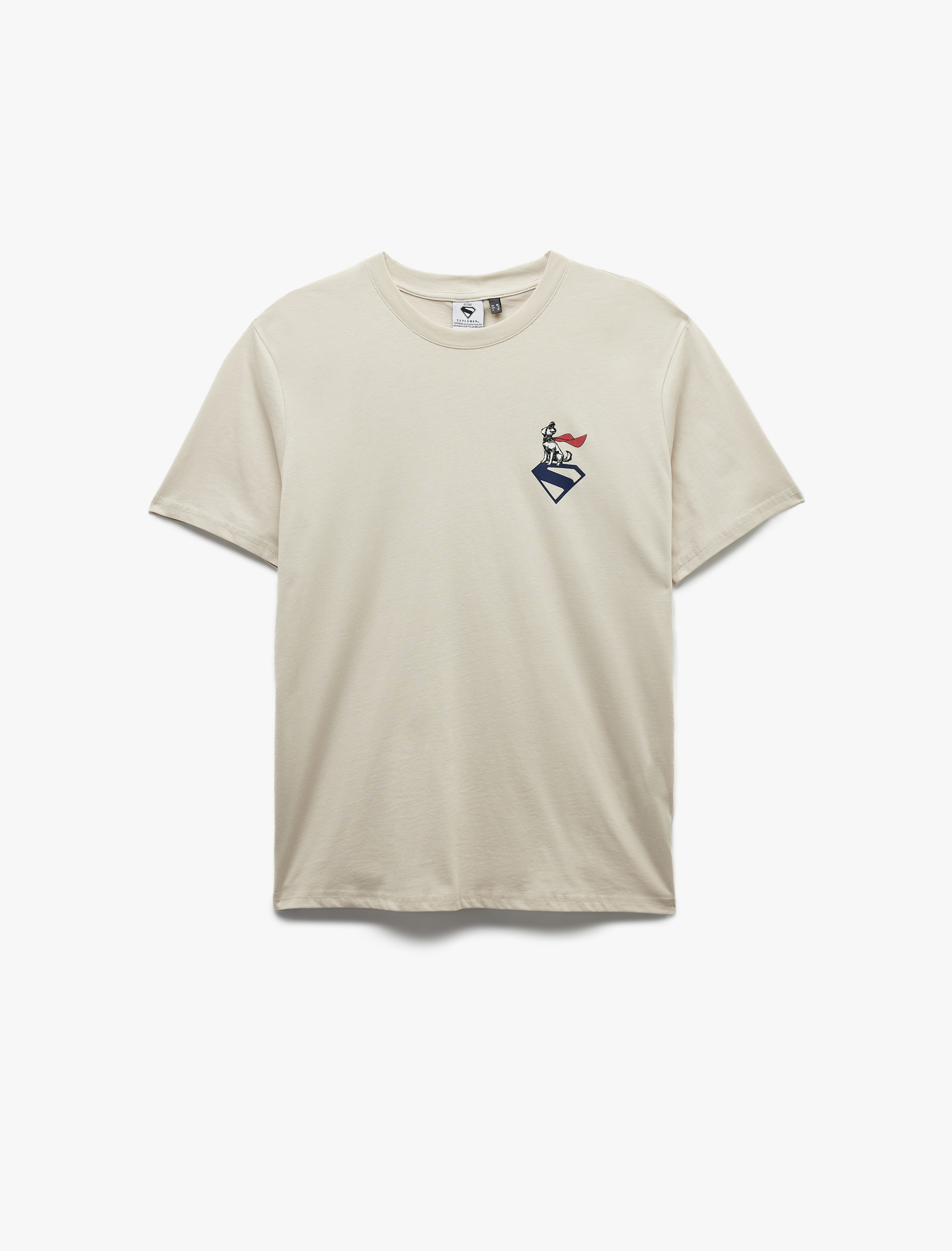 Kısa Kollu Pamuklu Regular Fit Bisiklet Yaka Arkası Baskılı Lisanslı Superman Tişört