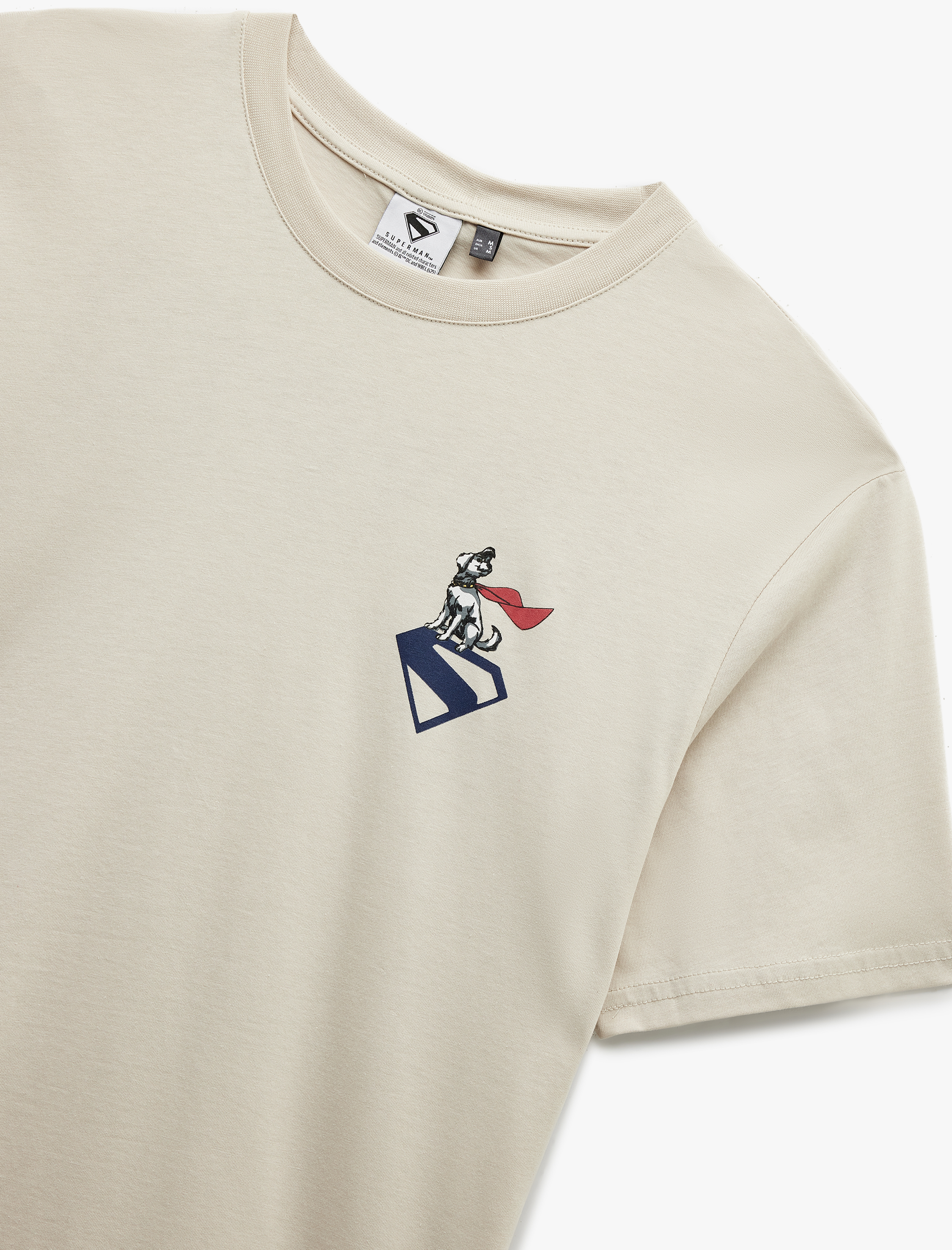 Kısa Kollu Pamuklu Regular Fit Bisiklet Yaka Arkası Baskılı Lisanslı Superman Tişört