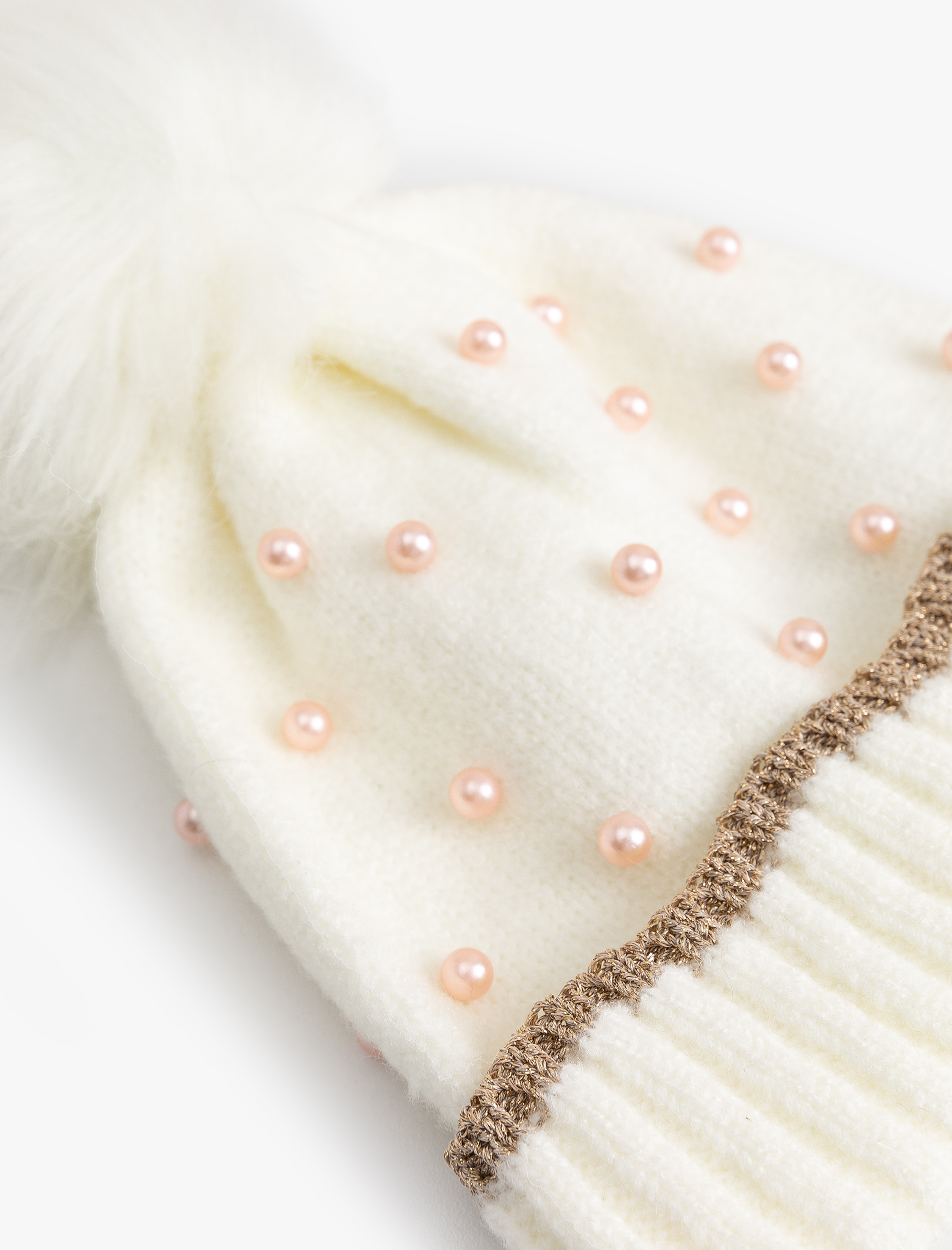  Kız Çocuk Ponpon ve Boncuk Detaylı Bere