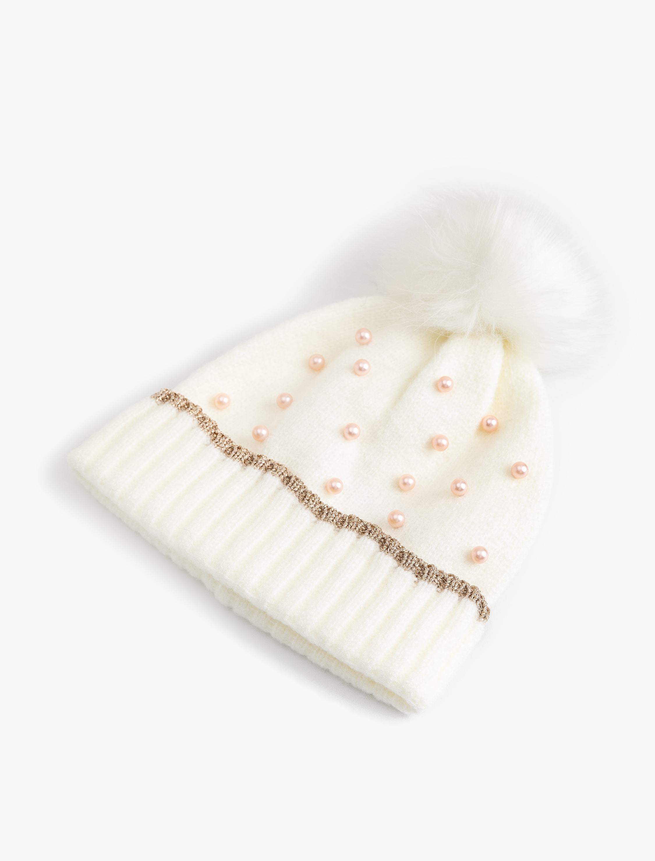  Kız Çocuk Ponpon ve Boncuk Detaylı Bere