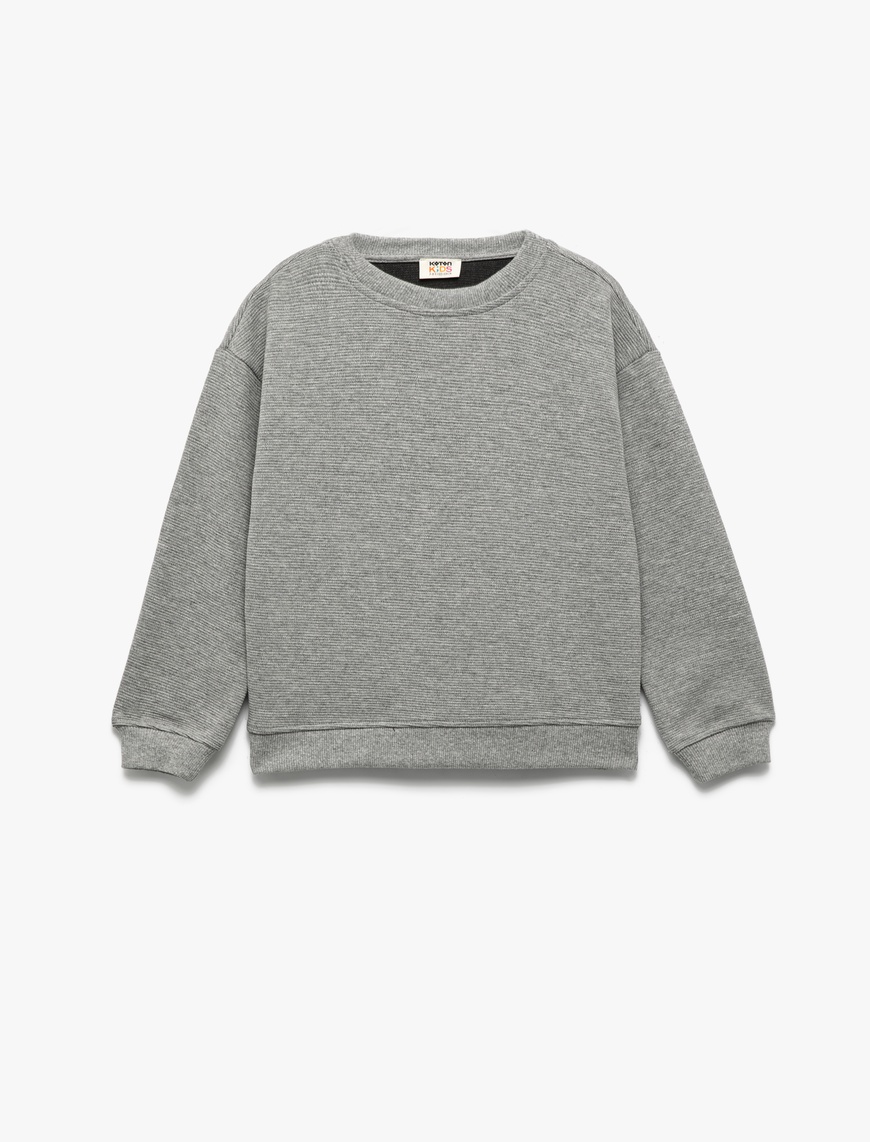  Erkek Çocuk Uzun Kollu Bisiklet Yaka Şardonlu Basic Sweatshirt
