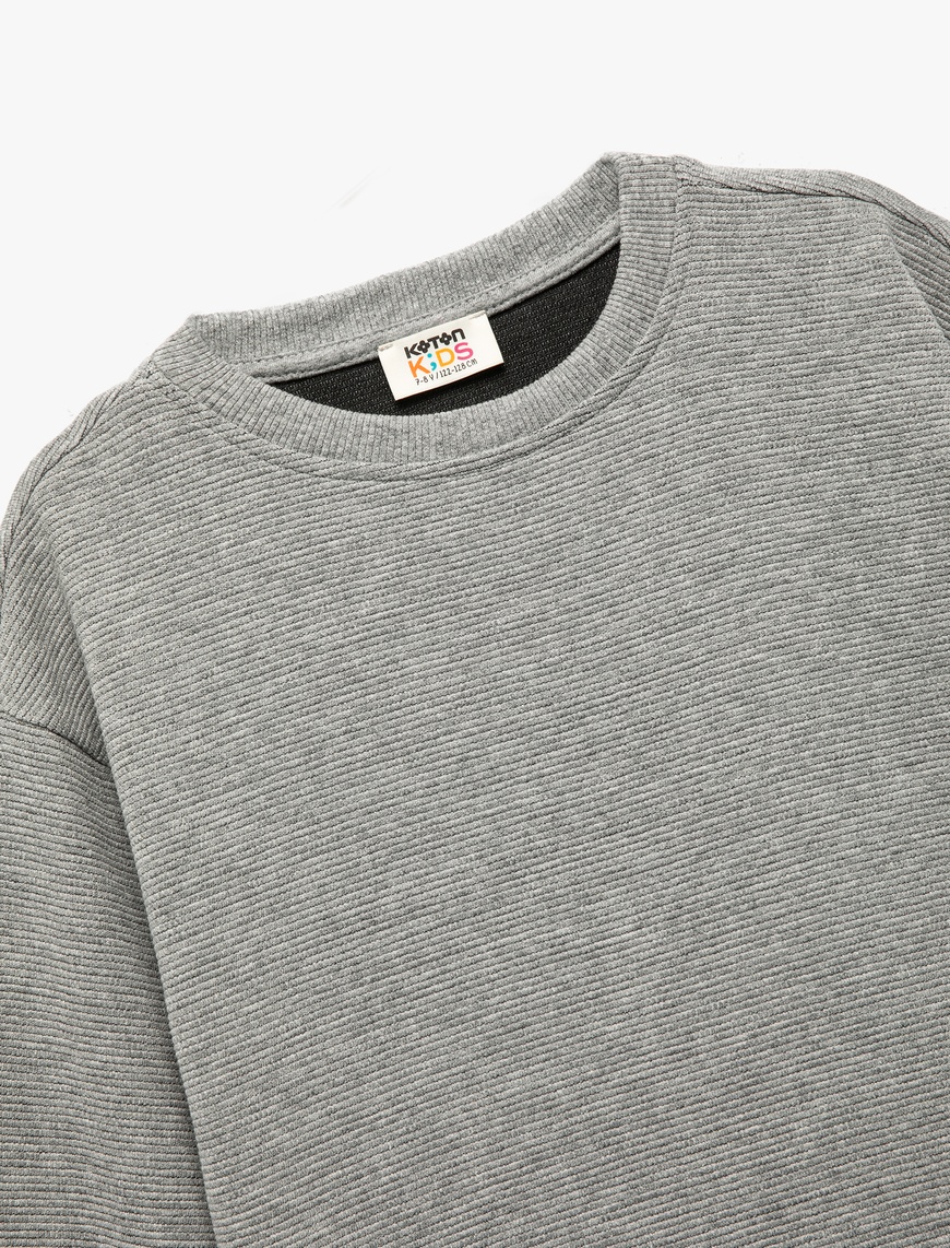  Erkek Çocuk Uzun Kollu Bisiklet Yaka Şardonlu Basic Sweatshirt
