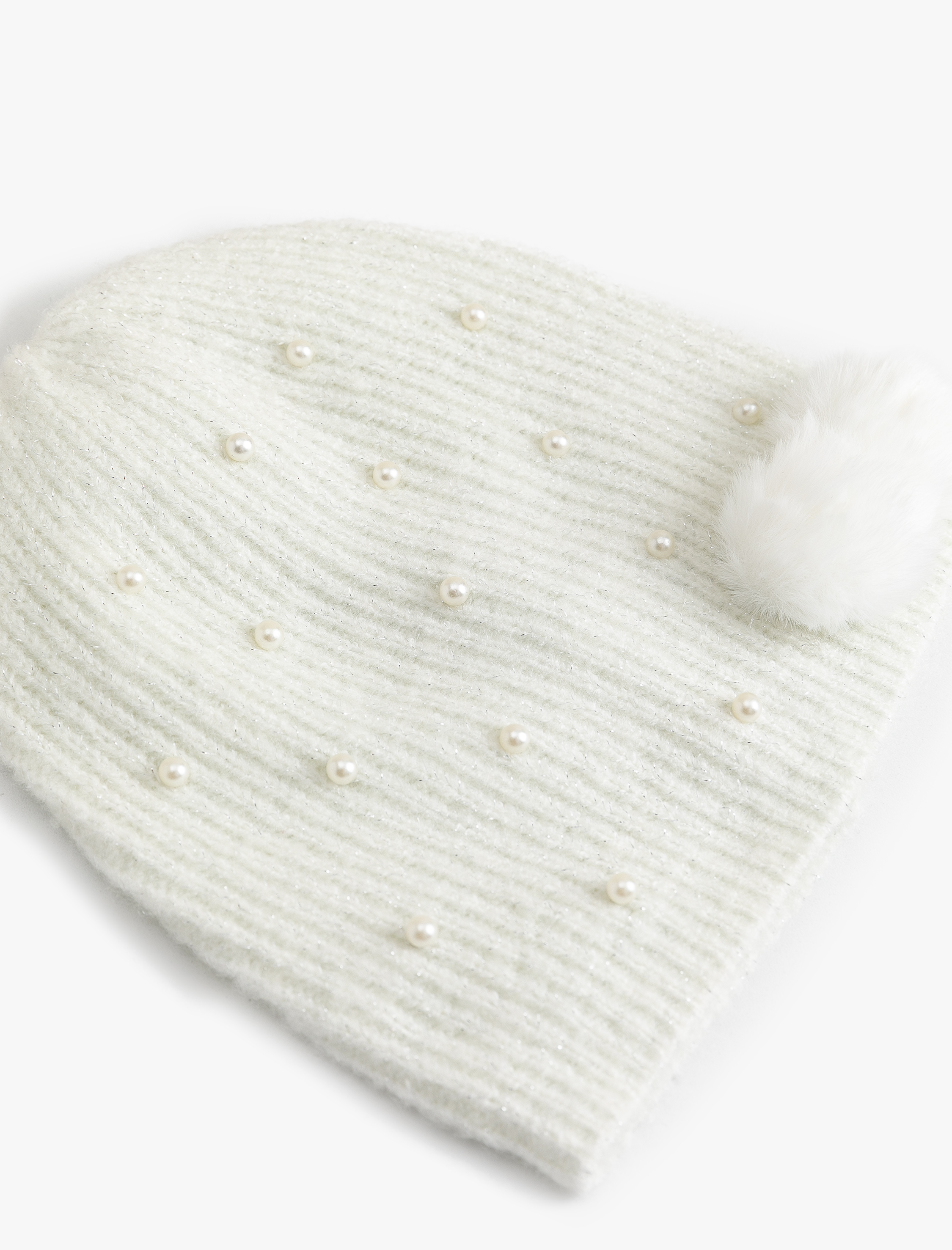  Kız Çocuk İnci Detaylı Ponponlu Bere