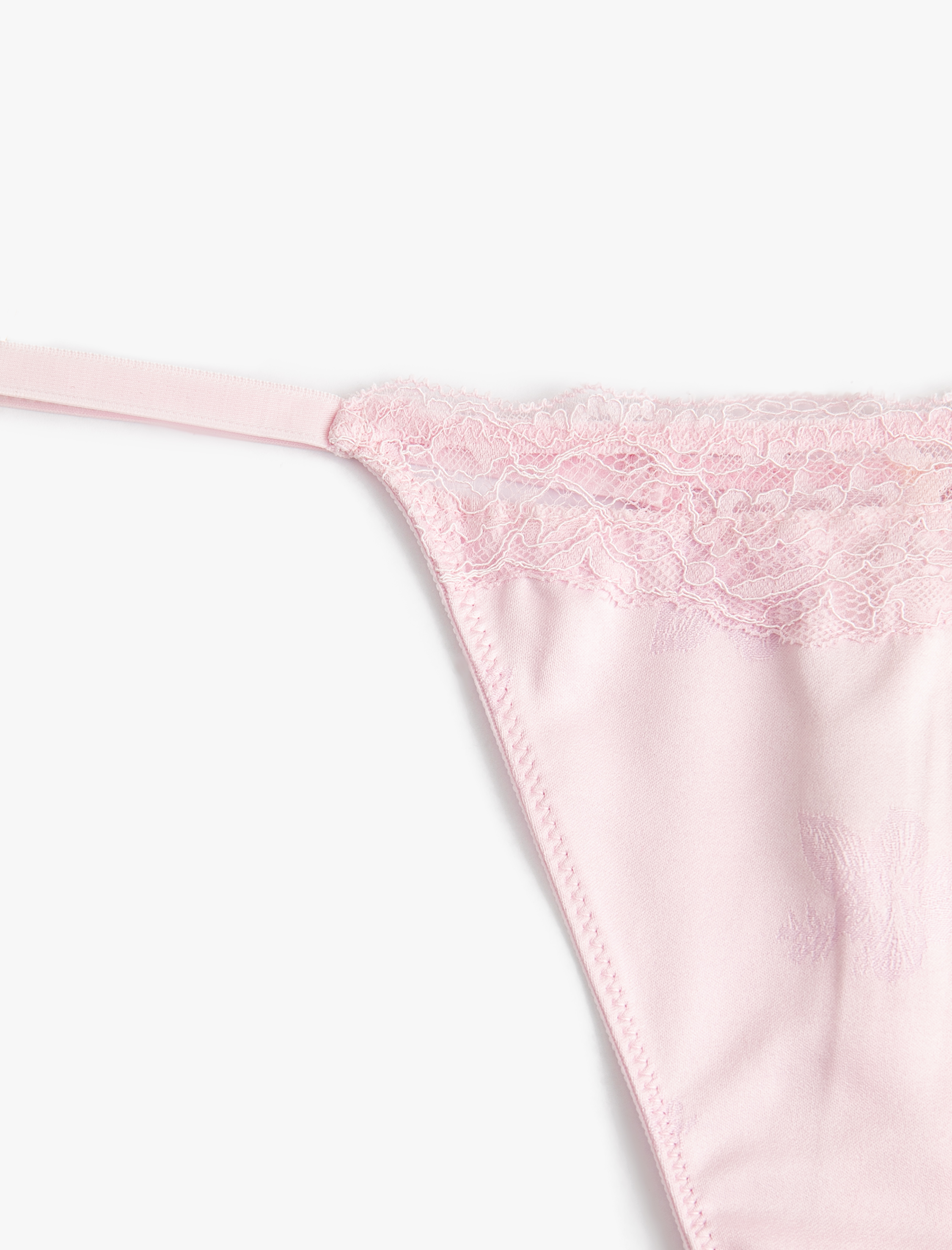   Dantelli Yanları İpli Saten String Külot