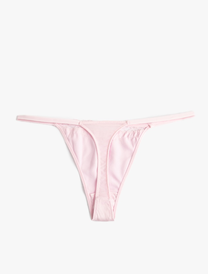  Dantelli Yanları İpli Saten String Külot