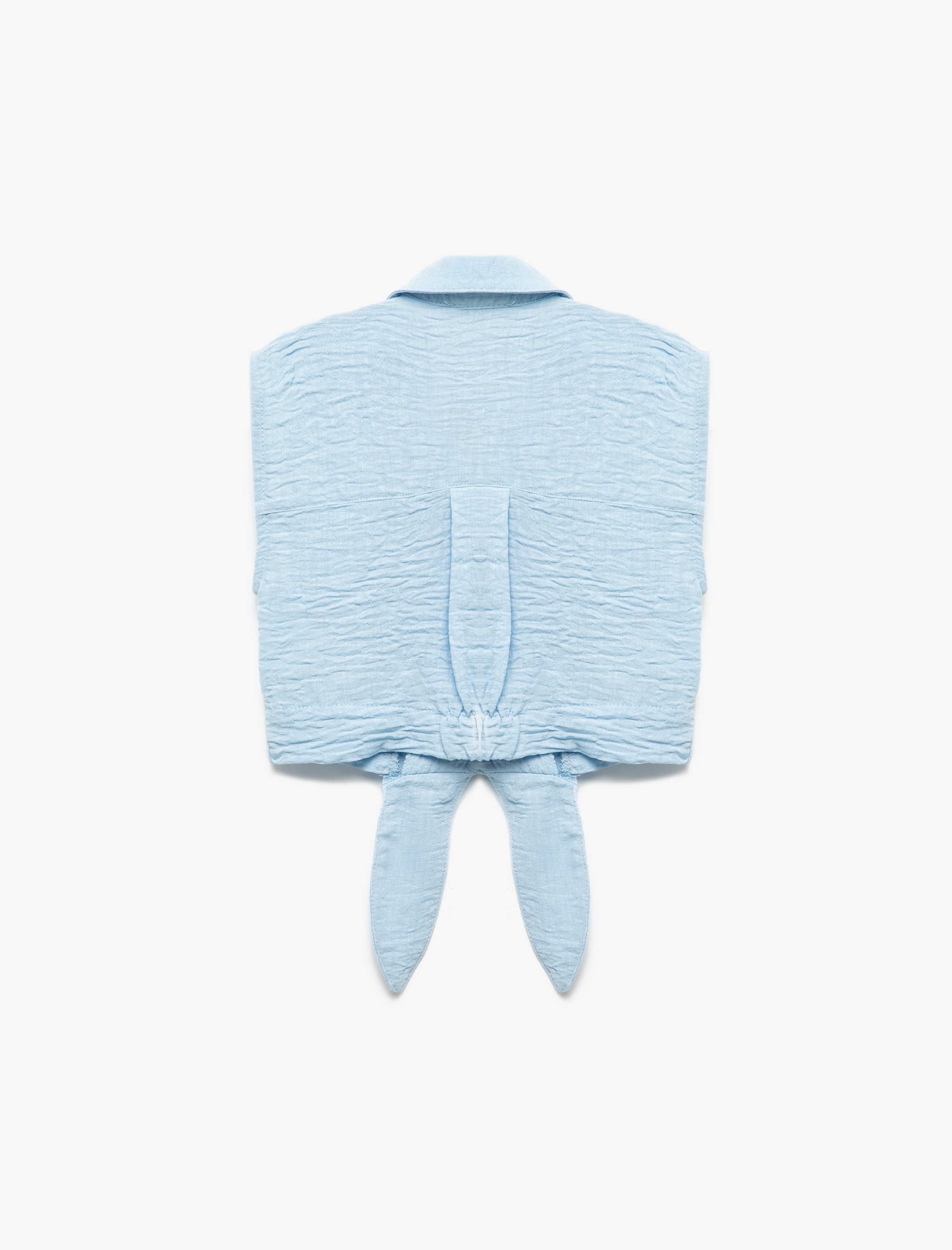  Kız Çocuk Bağlama Detaylı Düğmeli Kolsuz Gömlek