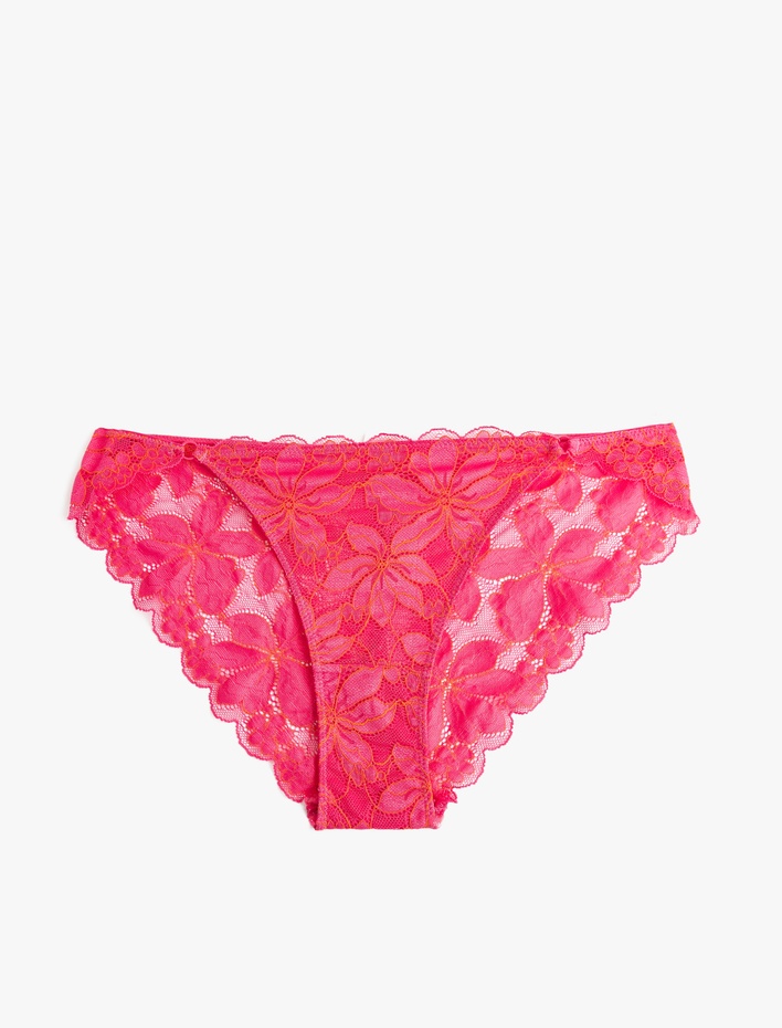  Rahat Kalıp Yarı Transparan Çiçekli Dantelli Külot