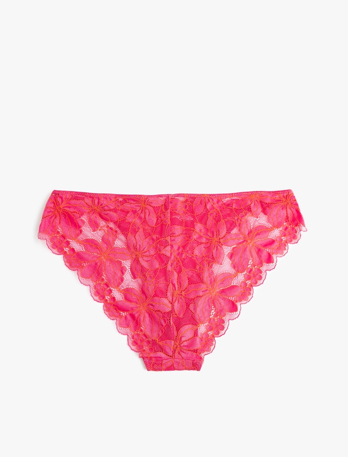  Rahat Kalıp Yarı Transparan Çiçekli Dantelli Külot