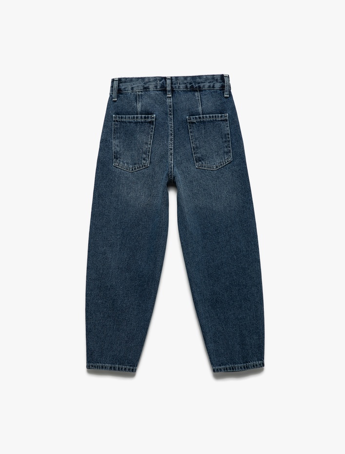 Kız Çocuk Taş Detaylı Pamuklu Rahat Kesim Denim Pantolon