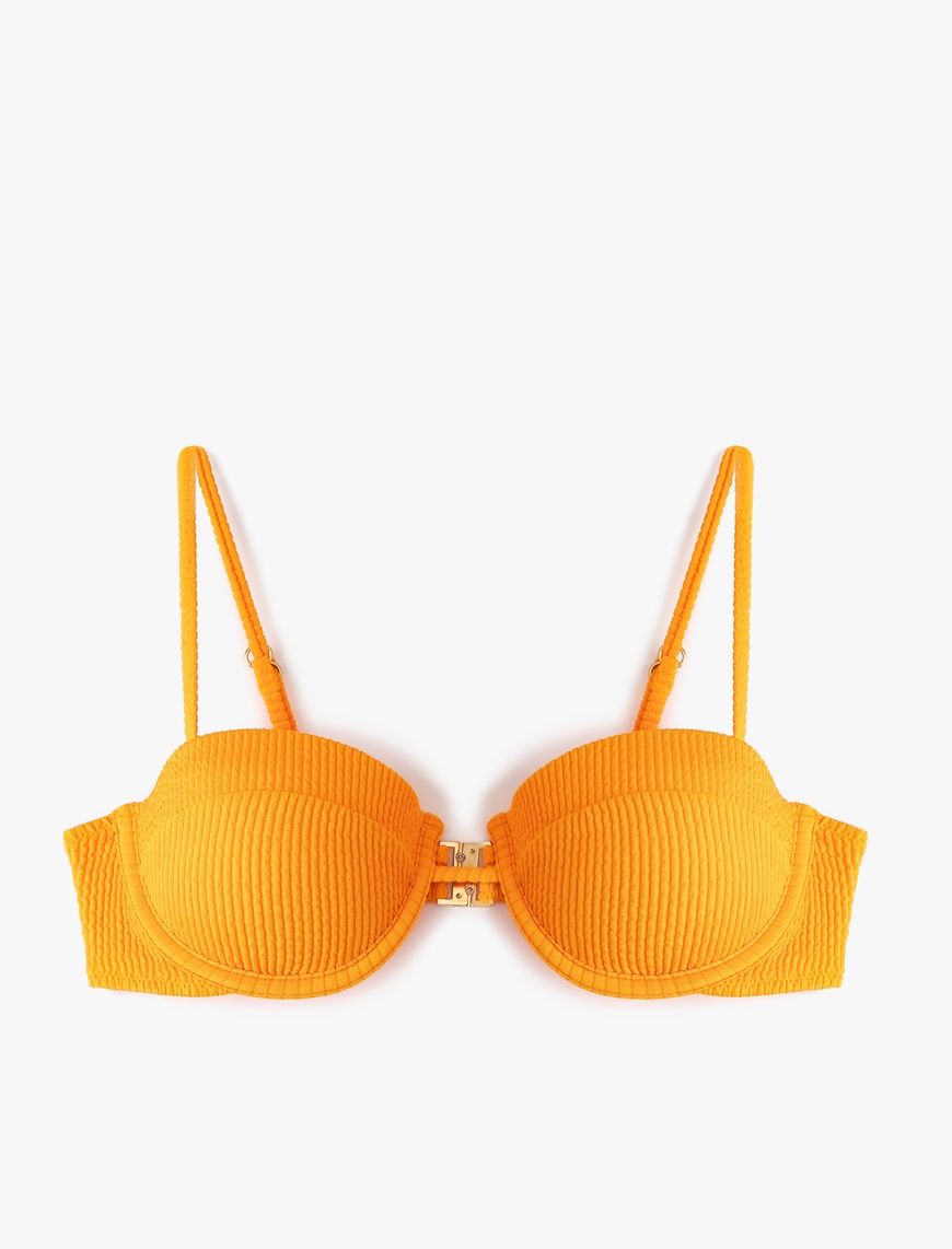   Çıkarılabilir Askılı Dokulu Balenli Straplez Bikini Üst