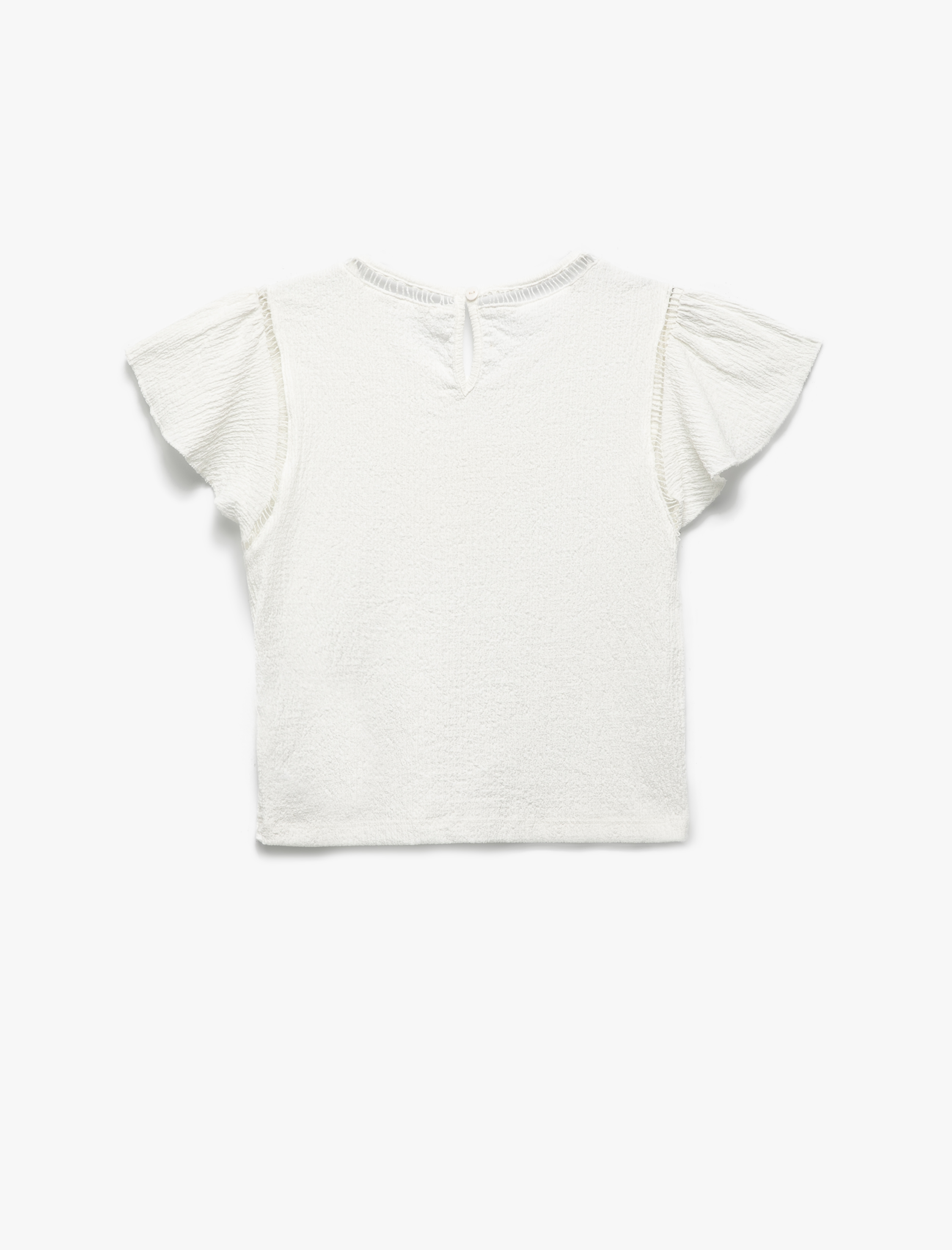  Kız Çocuk Bisiklet Yaka Kısa Kollu Çiçek Desenli Bluz