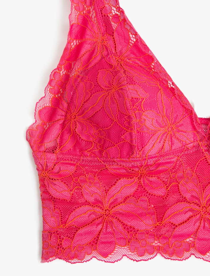  Balensiz Rahat Kalıp Çiçekli Dantelli Bralet Sütyen