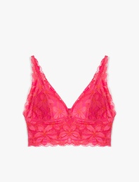 Balensiz Rahat Kalıp Çiçekli Dantelli Bralet Sütyen