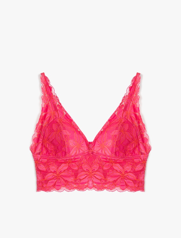 Balensiz Rahat Kalıp Çiçekli Dantelli Bralet Sütyen_0