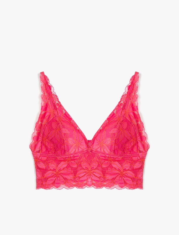  Balensiz Rahat Kalıp Çiçekli Dantelli Bralet Sütyen