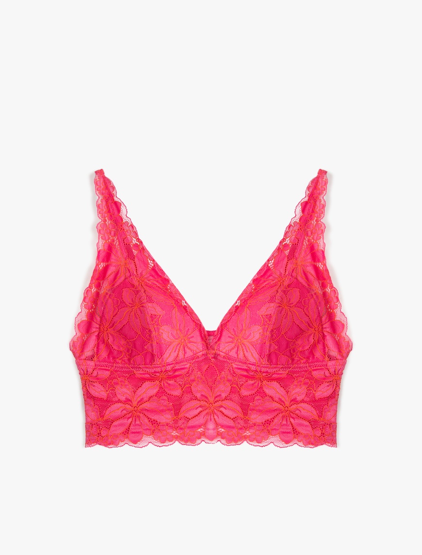   Balensiz Rahat Kalıp Çiçekli Dantelli Bralet Sütyen