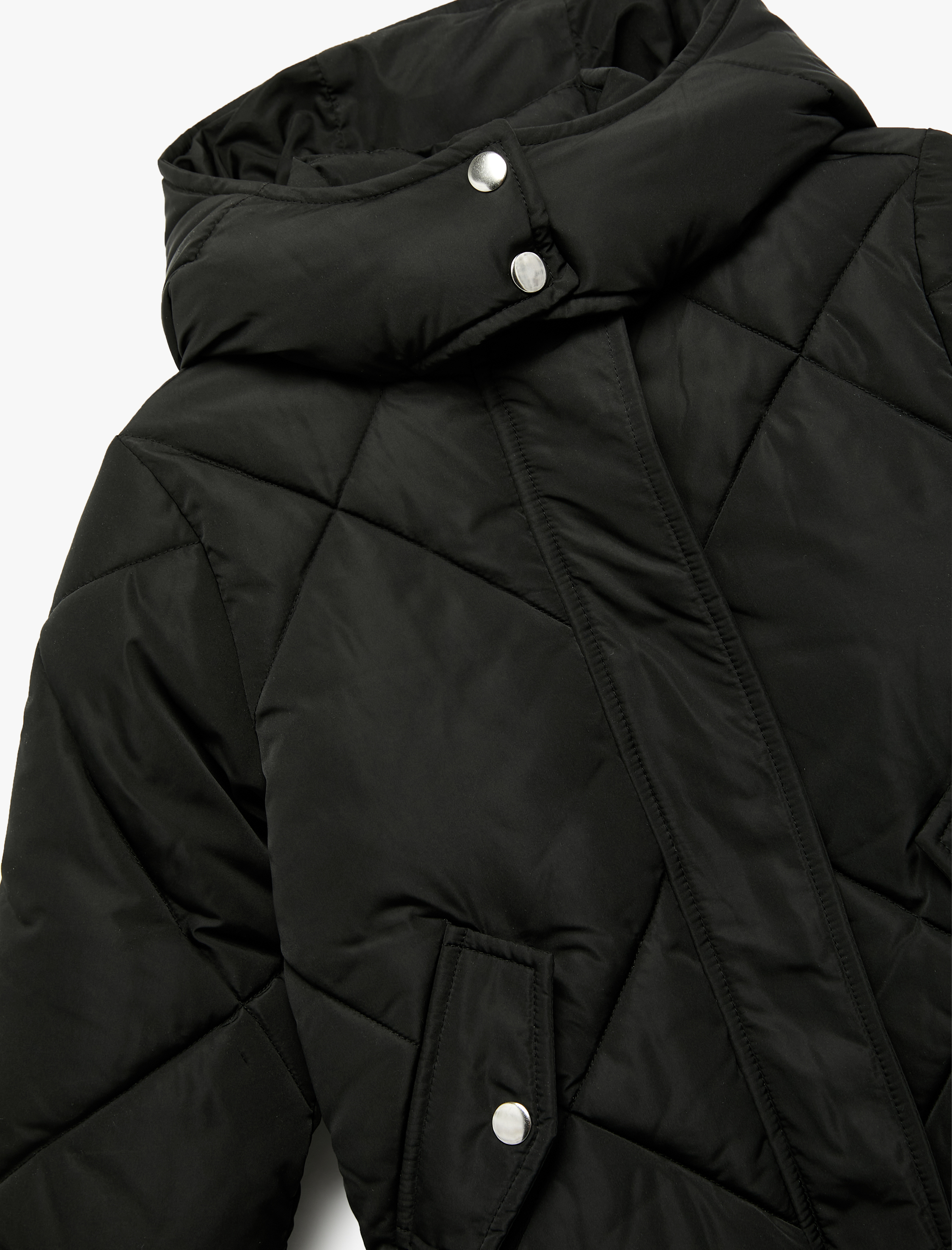  Kız Bebek Uzun Kollu Cepli Kapitone Kapşonlu Mont