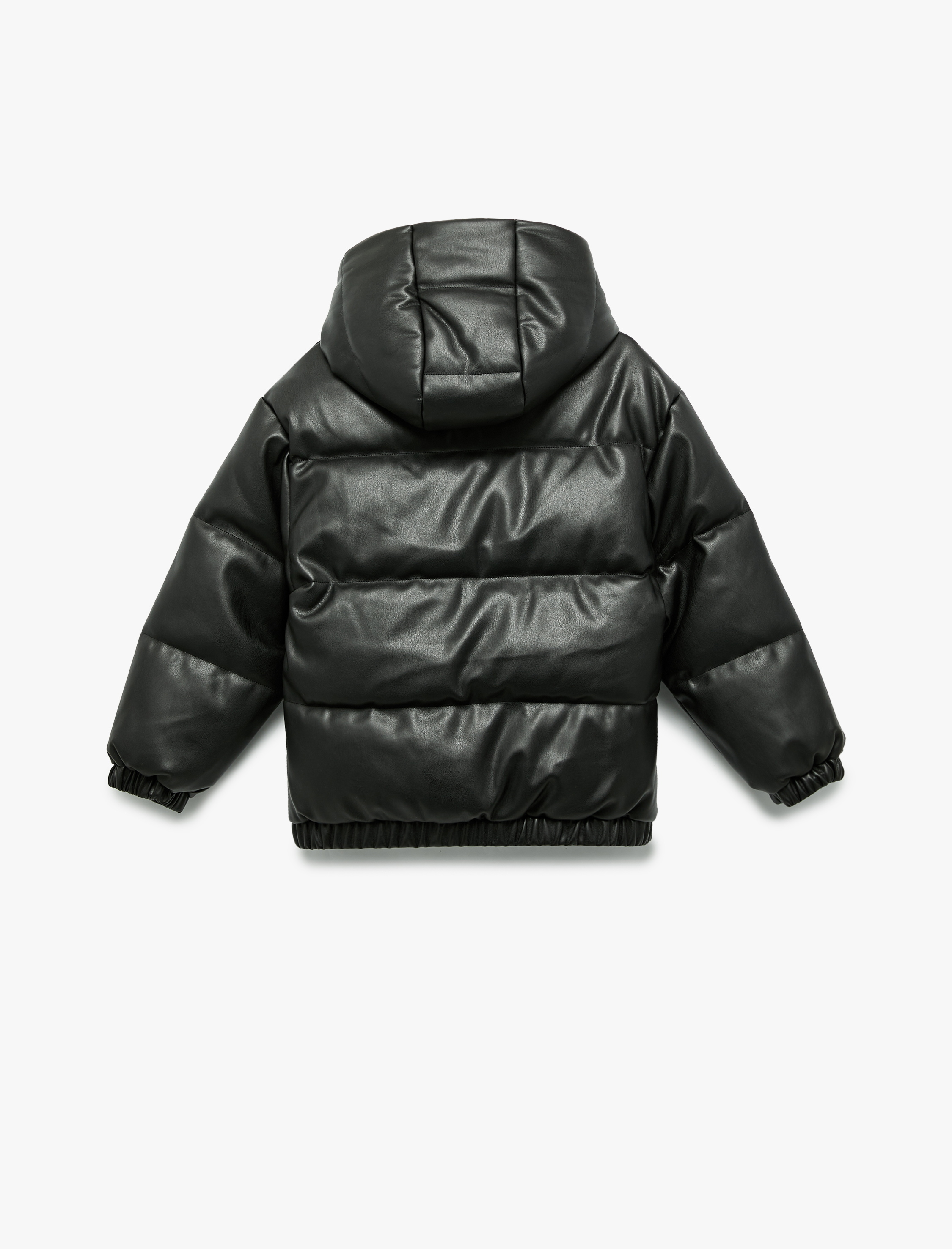  Erkek Çocuk Uzun Kollu Kapşonlu Suni Deri Ceket