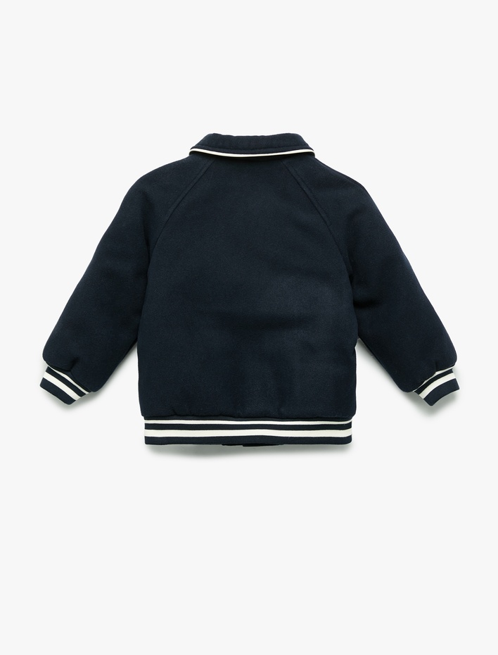 Kız Bebek Uzun Kollu Aplikeli Bebe Yaka Kolej Ceket