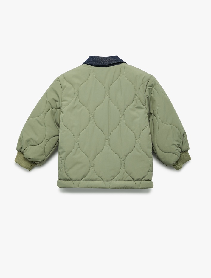 Erkek Bebek Uzun Kollu Gömlek Yaka Çift Cepli Kapitone Ceket