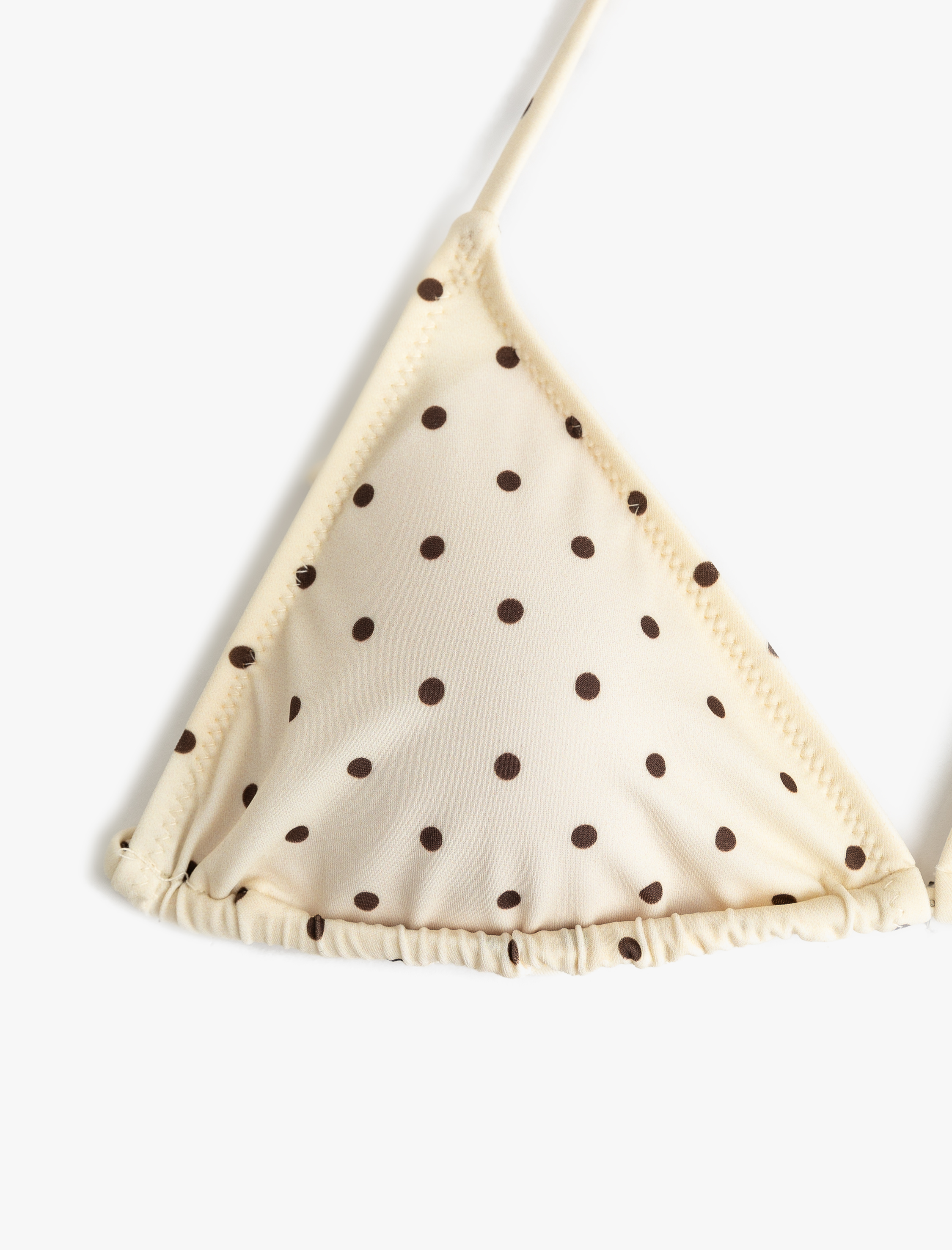   Boyundan Bağlamalı Puantiye Desenli Üçgen Bikini Üstü