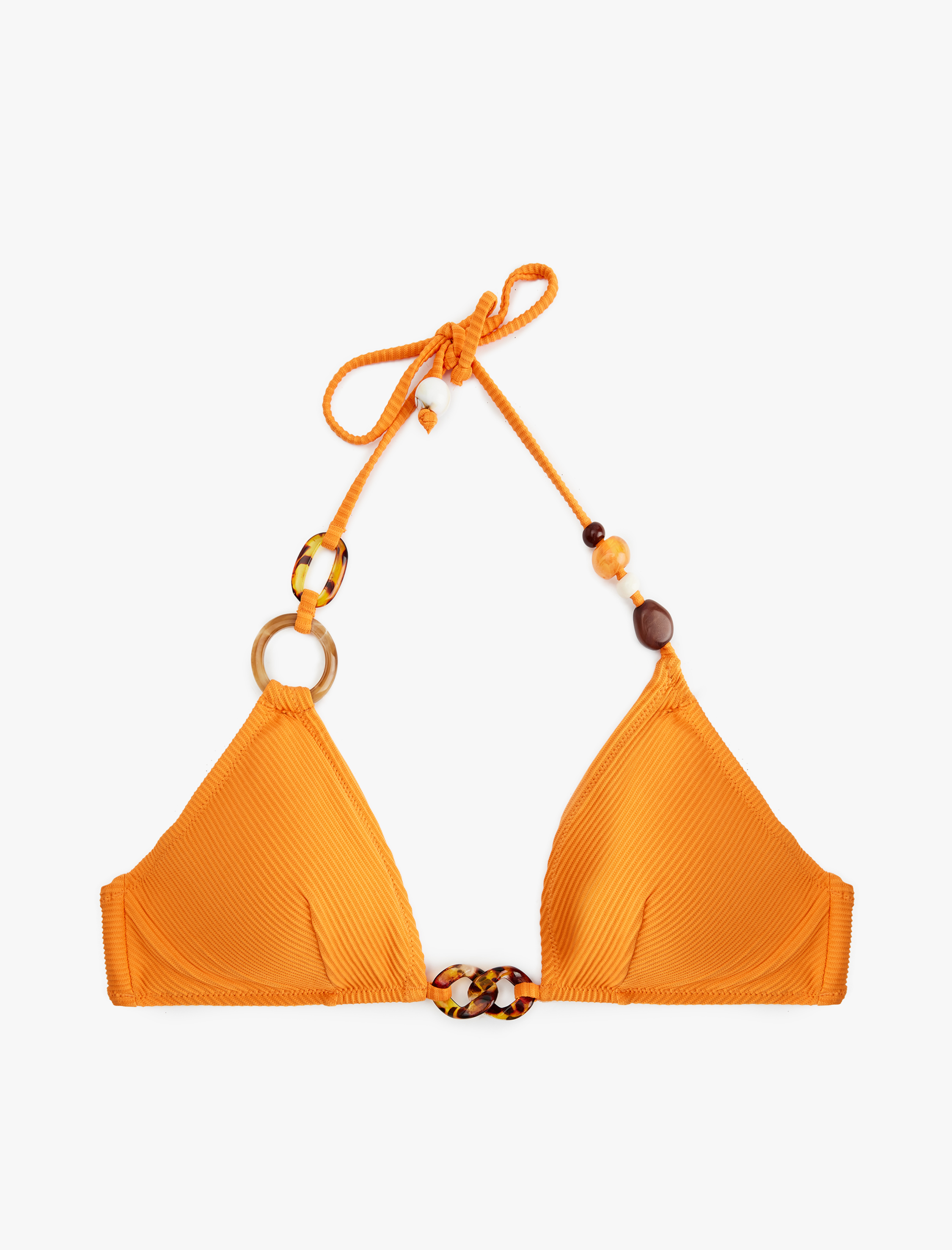   Koton X Şahika Ercümen - Dokulu Aksesuarlı Derin V Yaka Bikini Üstü