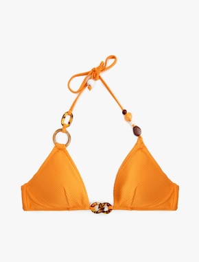 Koton X Şahika Ercümen - Dokulu Aksesuarlı Derin V Yaka Bikini Üstü_2