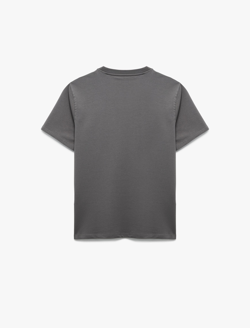   Kısa Kollu Bisiklet Yaka Regular Fit Pamuklu Minimal Baskılı Tişört