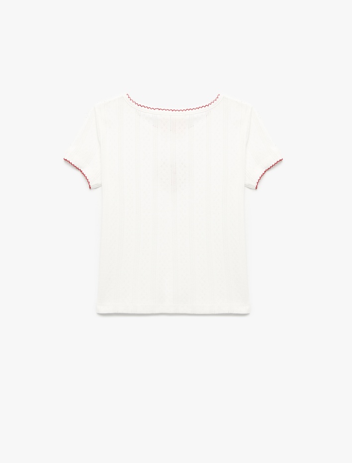 Kız Bebek Pamuklu Kiraz Baskılı Kısa Kollu Bisiklet Yaka Tişört